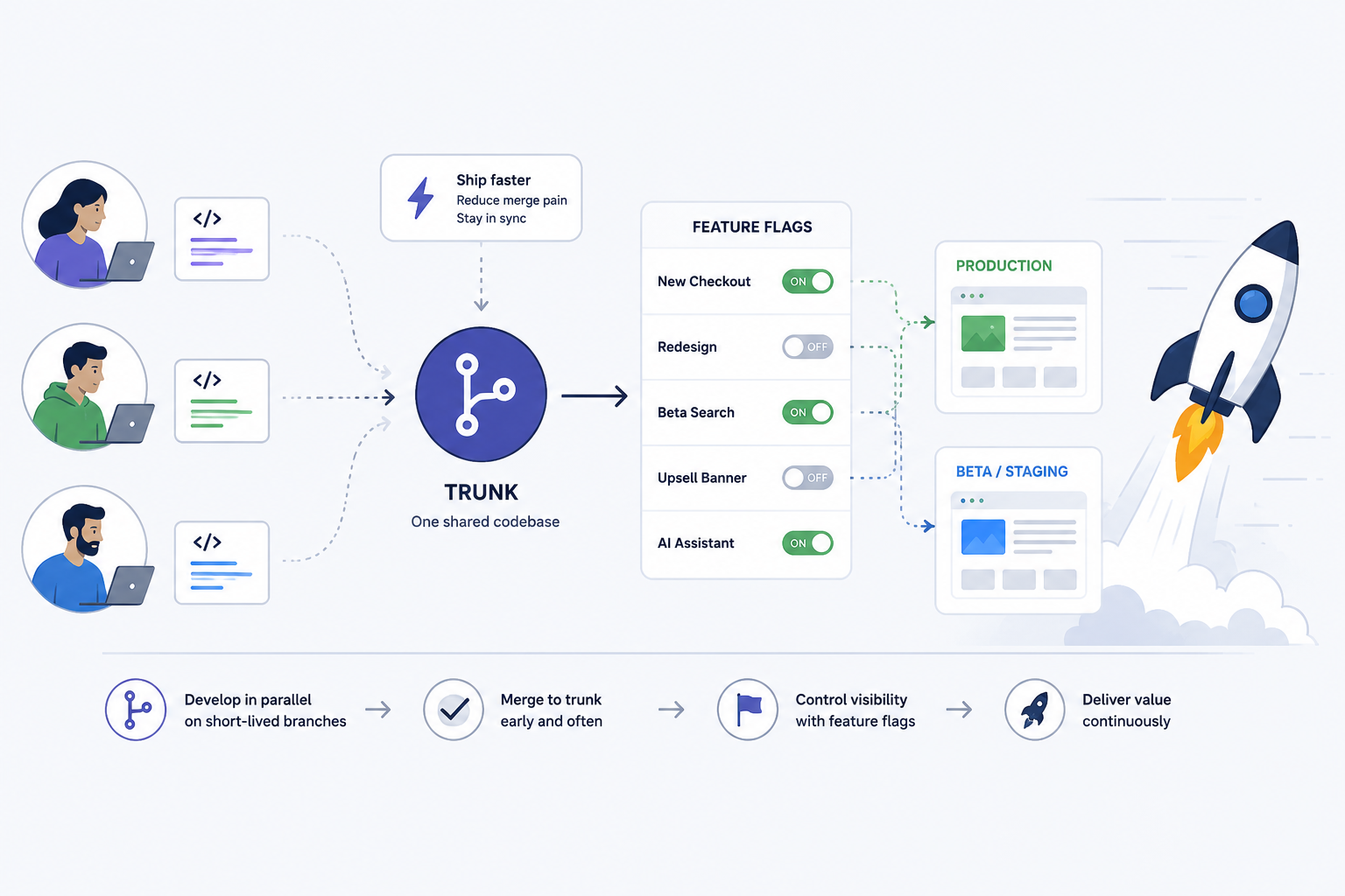 Ship Faster with Trunk-Based Development and Feature Flags